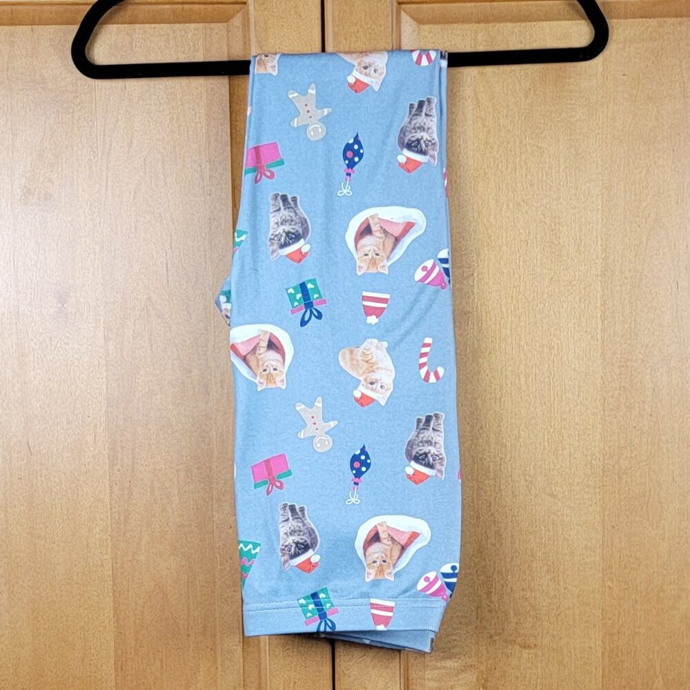 Women's Fleece Lined Leggings Christmas Cats - M/L - Picture 6 of 7